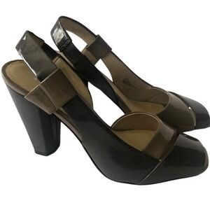 Nicole Miller New York Womens Slingback Peep Toe Block Heel Dress Shoes